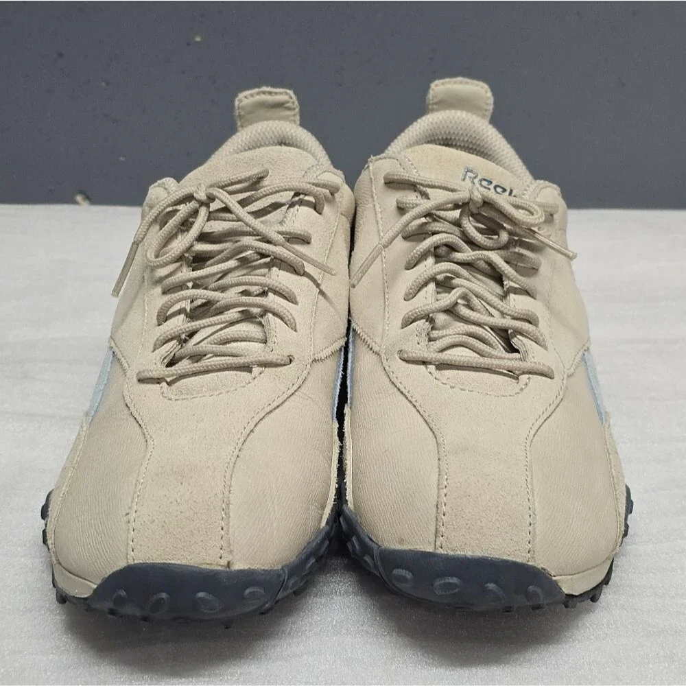 Vintage Reebok Suede Sporty Slip On Sneakers Cream Blue 10